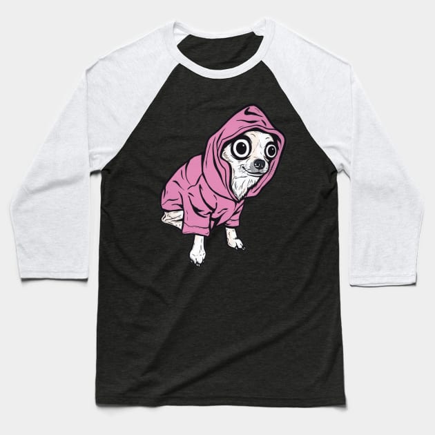 Pink Chihuahua Hoodie Baseball T-Shirt by turddemon